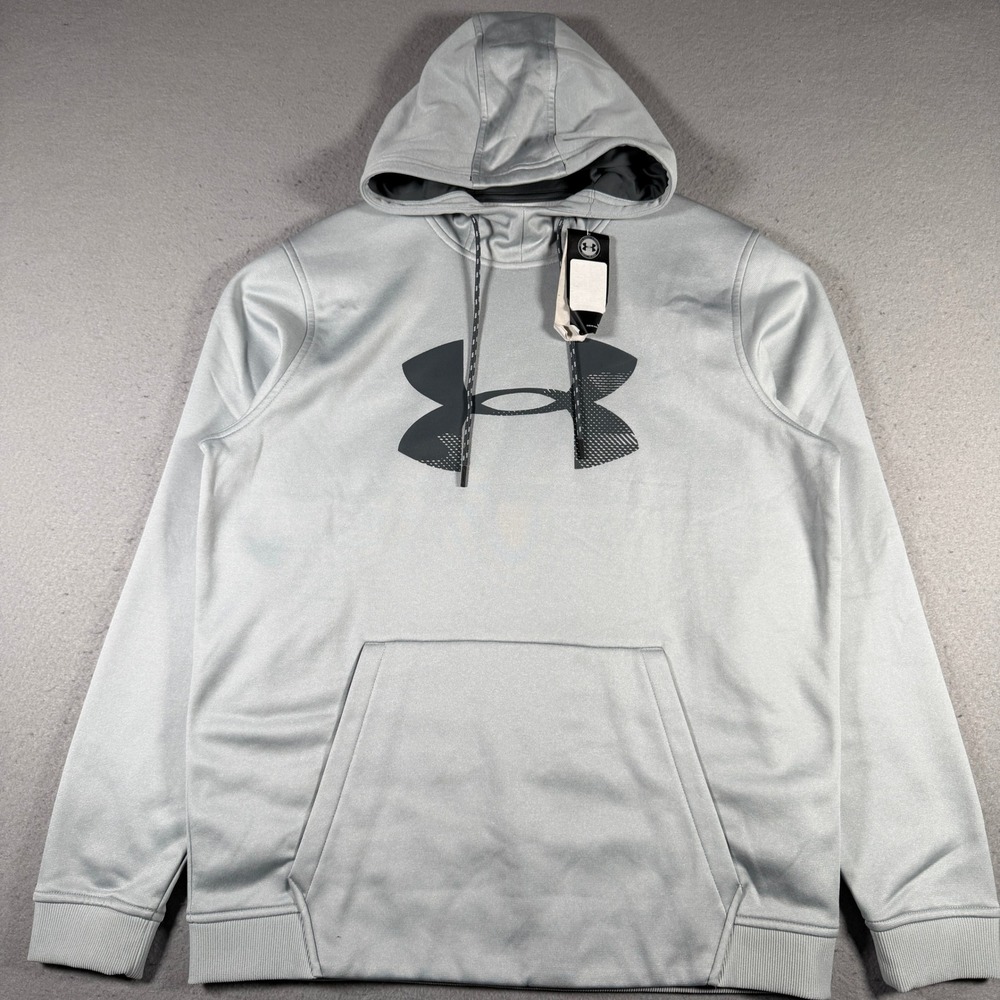 Under Armour ColdGear‎ Men's Gray Loose Fit Hoodie Sweatshirt Large Logo Active